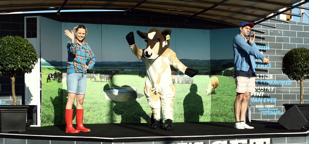 FARMTASTIC: Rosie and the cast get the kids involved at Fieldays. PHOTO: Le Li