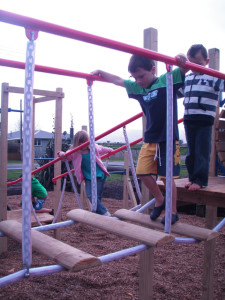 Pupils at Turua Primary School enjoying their new playground.