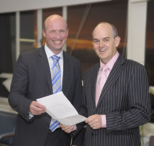 MP for Hamilton East David Bennett and Health Minister Tony Ryall consult their notes at Waikato Hospital.