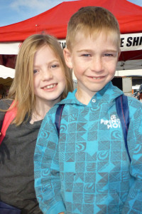Seven-year-old twins Tamara and Mason Millar at their first ever Fieldays