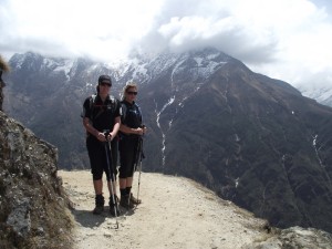 Michelle Martin with her sister Katrina at the footsteps of Mount Everest