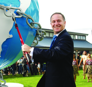 Prime Minster John Key cut the opening chains of Fieldays symbolising the year’s theme “Breaking barriers to productivity”