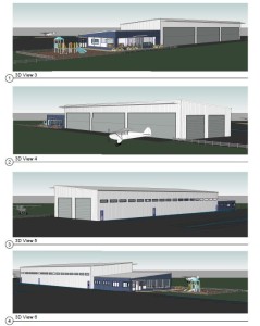 Sketches of proposed Waharoa aviation museum.