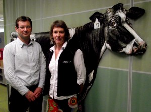 Milking it: Jenny Jago and Brian Dela Rue of the Greenfield Team are pleased their hard work has been recognised with a Kudos awards nomination.