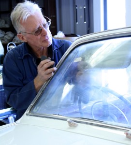 SPIT AND POLISH: Wayne Johnstone works on a windscreen Photo: Nikita Oliver