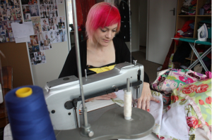 YOUNG DESIGNER: Melissa Wade works on a garment