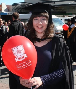 Natalia Sutherland at Waikato University graduation.
