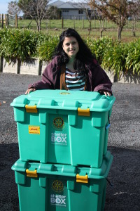 Wintec Student, Karina Yanez and her ShelterBox. Photo: Supplied.