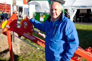 Joe Brennan with his fence post driver that is on display at Fieldays.
