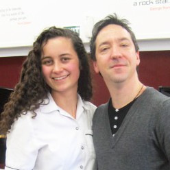 Student Ruby Walsh with Shihad's Jon Toogood - Photo Supplied.