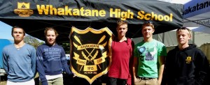Windy weather meant Matthew Hill, Kate Murphy, Ari Palsson, Rory Macgregor, and Matthew Butler were waiting at the Whakatane High School tent instead of congratulating Kate after her quarter final.
