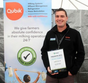 WINNER: Jason Hare stands proudly with Qubiks award. Photo: Ashleigh Muir