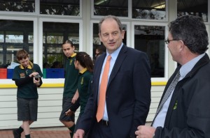 CHEWING THE FAT: Labour leader David Shearer and Melville Intermediate School principal David Cooke discuss the Koha Cafe breakfast club. Photos: Libby Wilson