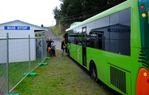 All aboard the free bus shuttle between Fieldays and Hamilton.