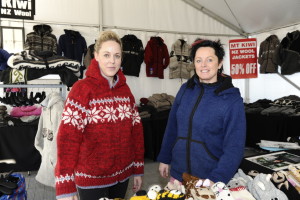 Claudine Douglas and Nikki Douglas exhibiting their garments at Fieldays. Photo: Geoff Ridder