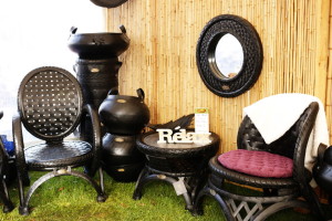 The array of furnitures made from recycled tyres. Photo: Chris Davis