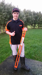 Patrick Roskam with his winning invention the Gudgeon Pro 5 in 1 tool. Photo: Supplied.