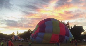 A balloon is inflated for takeoff at Innes Coimmon on Thursday morning. Photo: Sharnae Hope
